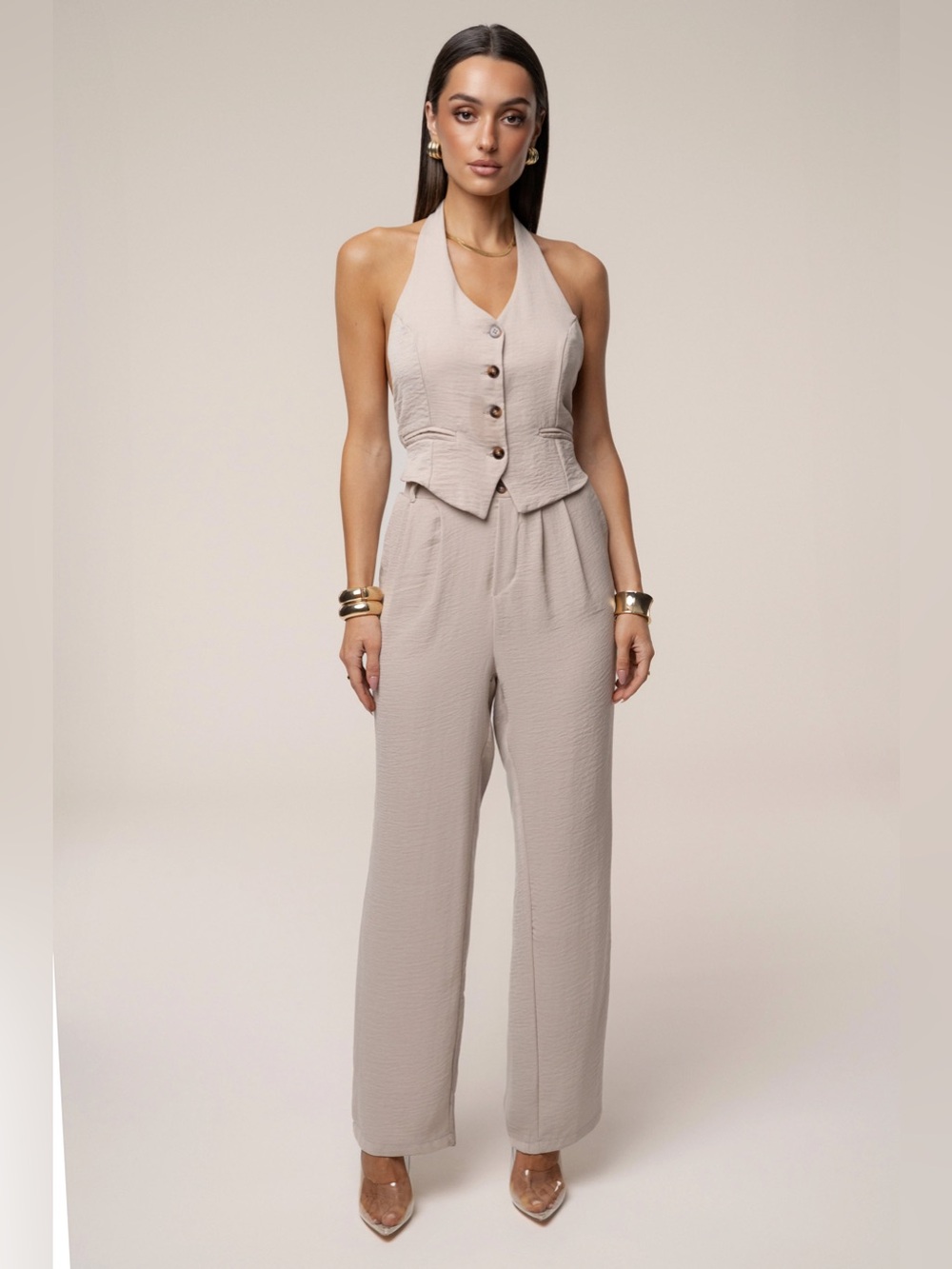 NWT JLUXLABEL Taupe Serene Pant Set (L)